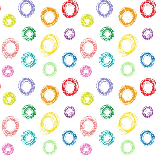 Cercles colorés dessinés à la main motif sans couture, illustration vectorielle — Image vectorielle