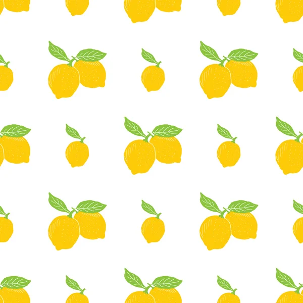 Fondo de fruta Patrón sin costura con ilustración de vectores de limón dibujado a mano — Vector de stock