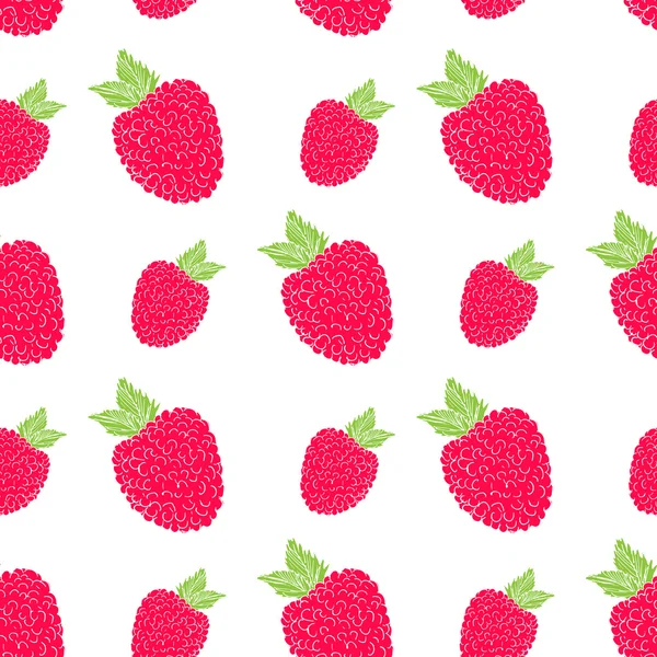 Fruit background Seamless pattern with hand drawn skech raspberry vector illustration — Stockový vektor