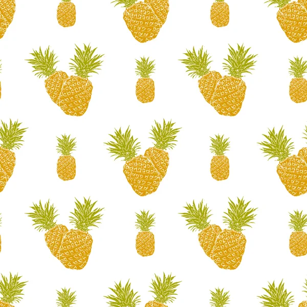 Frutta sfondo modello senza soluzione di continuità con disegno disegnato a mano ananas vettoriale illustrazione — Vettoriale Stock