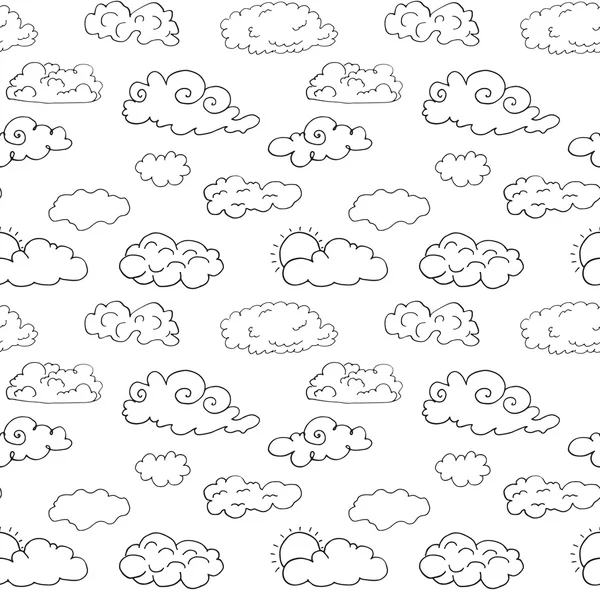 手绘涂鸦集不同的云，素描上白色孤立的集合矢量图 — 图库矢量图片