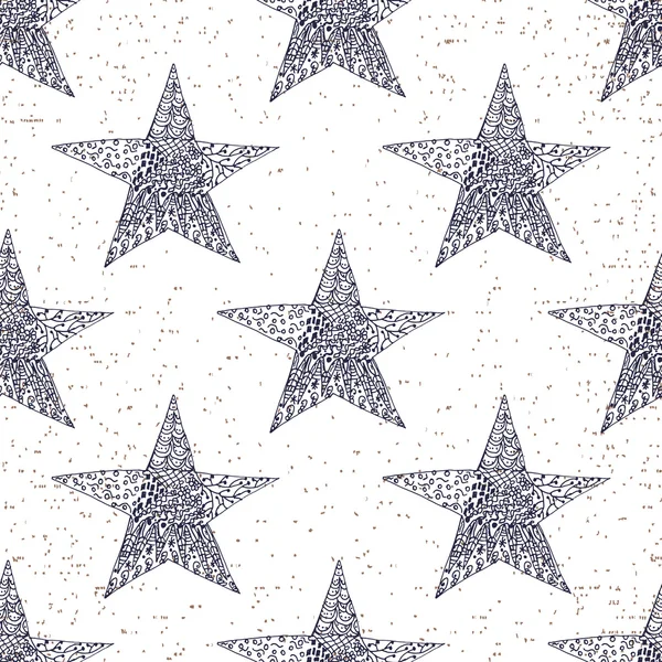 Star sketch Doodles seamless pattern, hand drawn vector illustration — Stock Vector