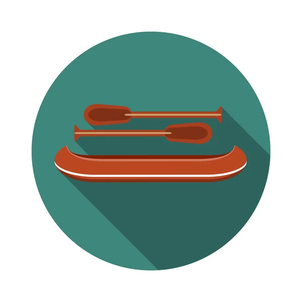 Diseño plano moderno vector ilustración de icono de canoa, con sombra larga — Vector de stock