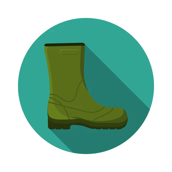 Platt design modern vektor illustration av rubber boot ikon, camping, vandring och fiske utrustning med långa skugga — Stock vektor