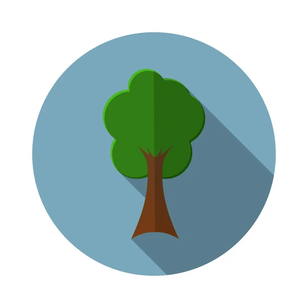 Desenho plano ilustração vetorial moderna do ícone da árvore, com sombra longa — Vetor de Stock