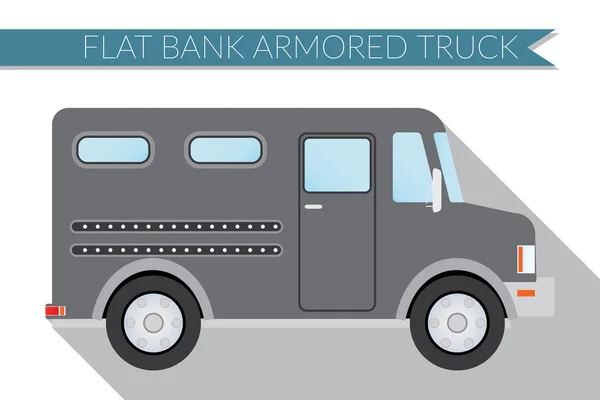 Design piatto vettoriale illustrazione città Trasporti, banca blindato camion, vista laterale — Vettoriale Stock