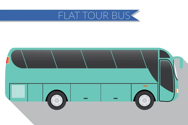 Projeto plano vetorial ilustração cidade Transporte, ônibus, intercidade, ônibus turístico de longa distância, vista lateral — Vetor de Stock