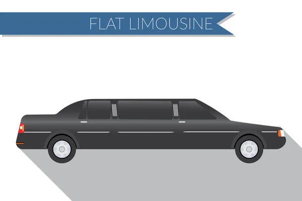 Illustration vectorielle design plat ville Transport, limousine, vue latérale — Image vectorielle