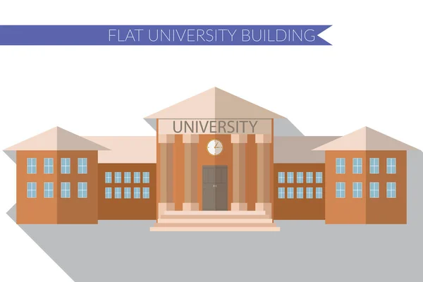 Uzun gölgeile Üniversite bina simgesinin düz tasarım modern vektör illüstrasyon — Stok Vektör