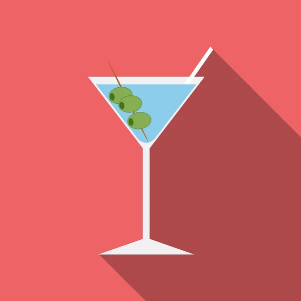 Flat design modern vector illustration of cocktail icon with long shadow — Stockový vektor