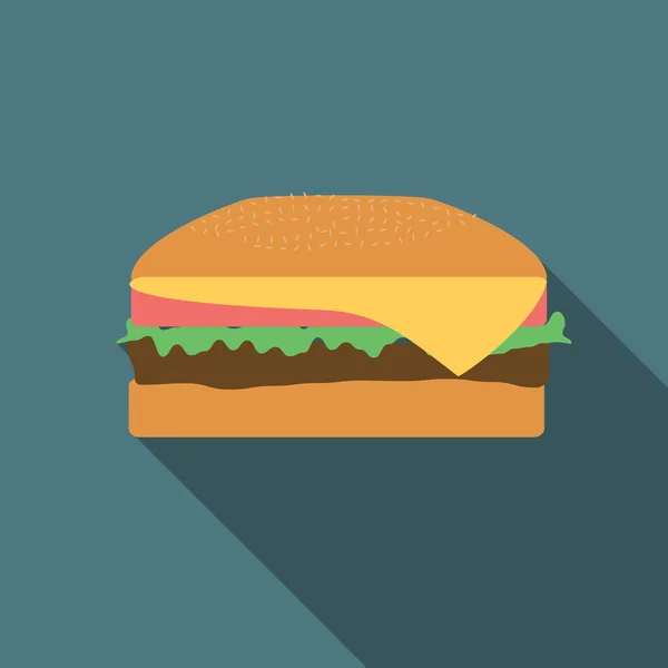 Diseño plano icono hamburguesa vector con sombra largoDiseño plano icono de vinilo registro con sombra larga — Vector de stock