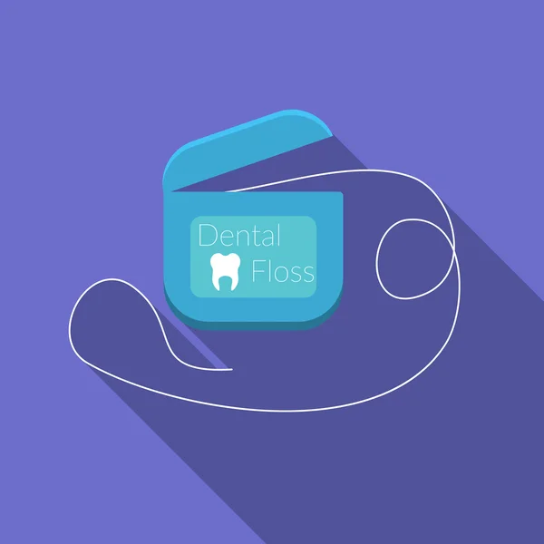 Diseño plano moderno vector ilustración de icono de hilo dental con sombra larga — Vector de stock