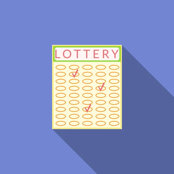 Ícone de loteria vetorial de design plano com sombra longa — Vetor de Stock