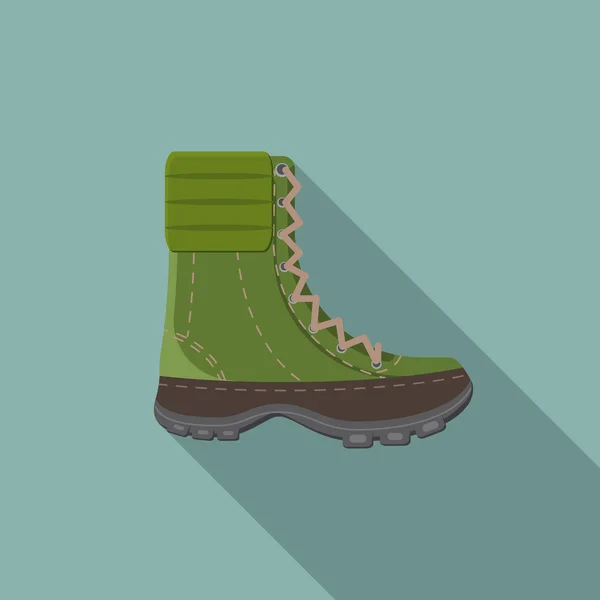 Illustration vectorielle moderne et plate de l'icône de la botte de trekking, du matériel de camping et de randonnée avec ombre longue — Image vectorielle