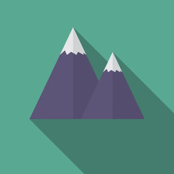 Plochý design moderní vektorové ilustrace ikony kápí hory sněhu, s dlouhý stín — Stockový vektor