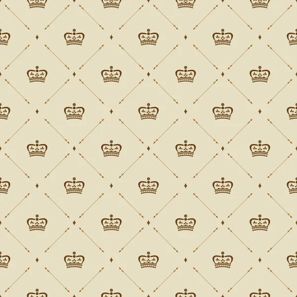 Royal wallpaper seamless pattern with crown and decorative elements. Luxury background — 스톡 벡터