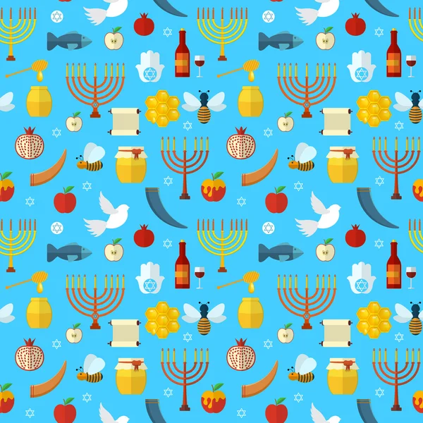 Rosh Hashanah, Shana Tova seamless pattern vector illustration. — Stock Vector