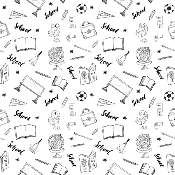 School seamless pattern HandDrawn Doodles, Vector Illustration — Stock Vector