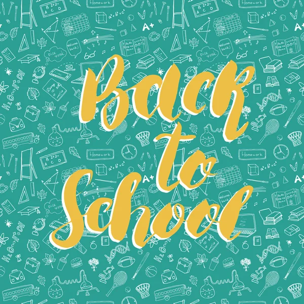 Terug naar School belettering citaat, vectorillustratie. — Stockvector