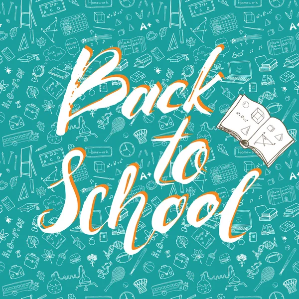 Terug naar School belettering citaat, vectorillustratie. — Stockvector