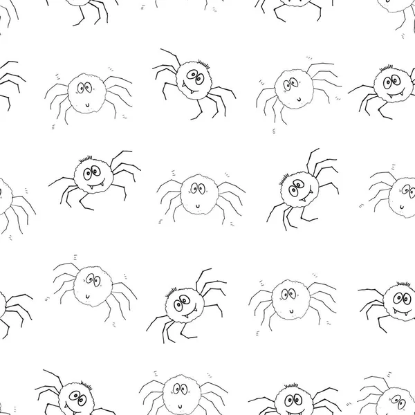 Χαριτωμένο Μοτίβο Spider Seamless Cartoon Hand Drawn Spider Doodles Διάνυσμα — Διανυσματικό Αρχείο