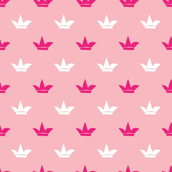 Crown Seamless Pattern 손으로 Vector Illustration — 스톡 벡터