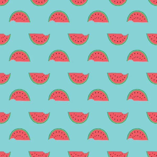 Wassermelone Seamless Pattern Hand Gezeichnet Vektorillustration — Stockvektor
