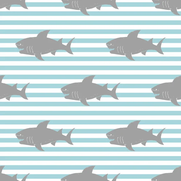Modèle Sans Couture Requin Requin Gribouillis Dessiné Main Illustration Vectorielle — Image vectorielle