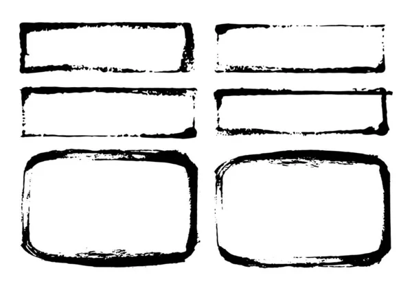 Marcos Cuadros Texto Conjunto Elementos Dibujados Mano Con Textura Grunge — Archivo Imágenes Vectoriales