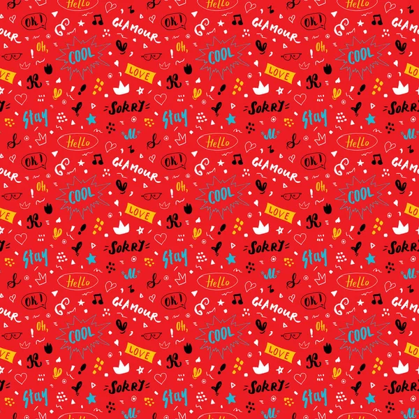 Doodle Seamless Pattern 손으로 Vector Illustration — 스톡 벡터