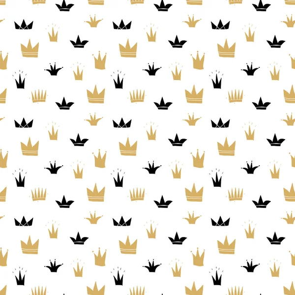 Crown Seamless Pattern 손으로 Vector Illustration — 스톡 벡터