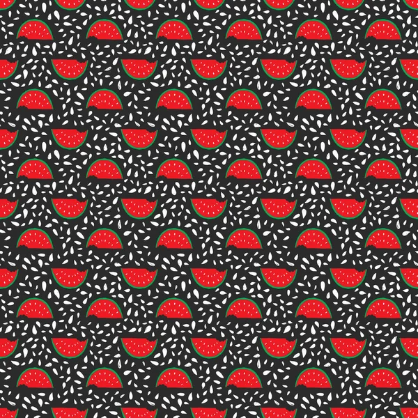 Wassermelone Seamless Pattern Hand Gezeichnet Vektorillustration — Stockvektor