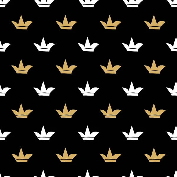 Crown Seamless Pattern 손으로 Vector Illustration — 스톡 벡터