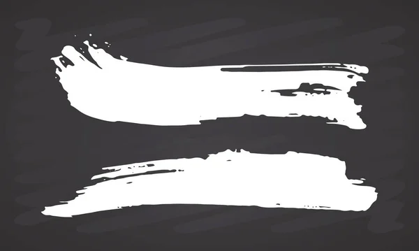 Penseelstreken Set Met Hand Getekende Grunge Textuur Vector Illustratie Krijtbord — Stockvector