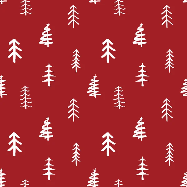 Pine Träd Sömlöst Mönster Nyår Och Jul Bakgrund Vektor Illustration — Stock vektor