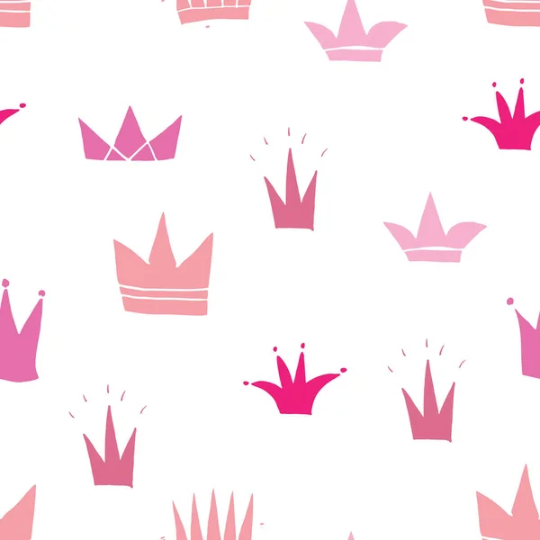 Crown Seamless Pattern 손으로 Vector Illustration — 스톡 벡터