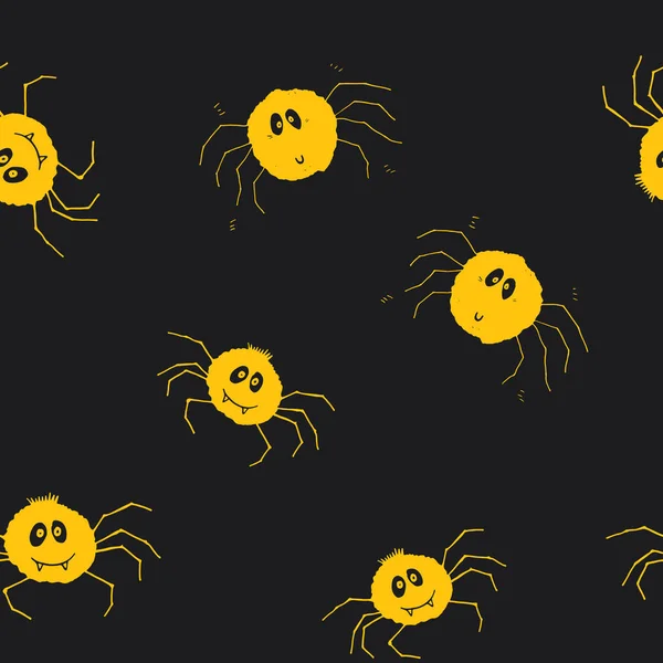 Padrão Sem Costura Aranha Bonito Desenhos Animados Mão Desenhada Aranha —  Vetores de Stock