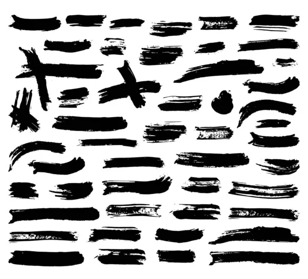 Brush Strokes Set Hand Drawn Grunge Texture Vector Illustration Isolated — Stock Vector