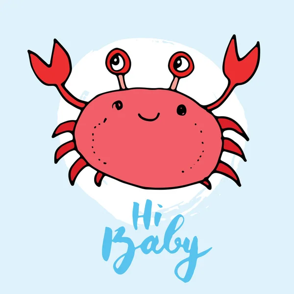 Crab Mignon Dessin Animé Main Animaux Caniches Vectoriel Illustration Arrière — Image vectorielle