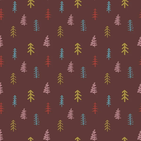 Pine Tree Seamless Pattern New Year Christmas Background Vector Illustration — Stock Vector