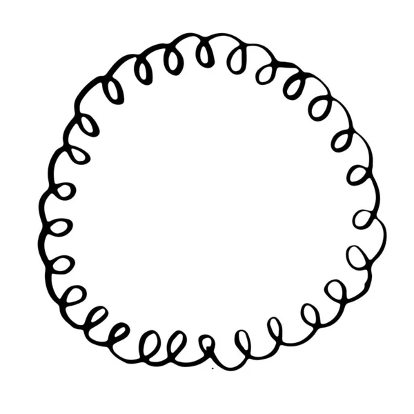 圆形框架 纹理手绘元素 白色背景下孤立的向量图 — 图库矢量图片