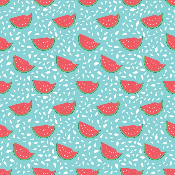 Wassermelone Seamless Pattern Hand Gezeichnet Vektorillustration — Stockvektor