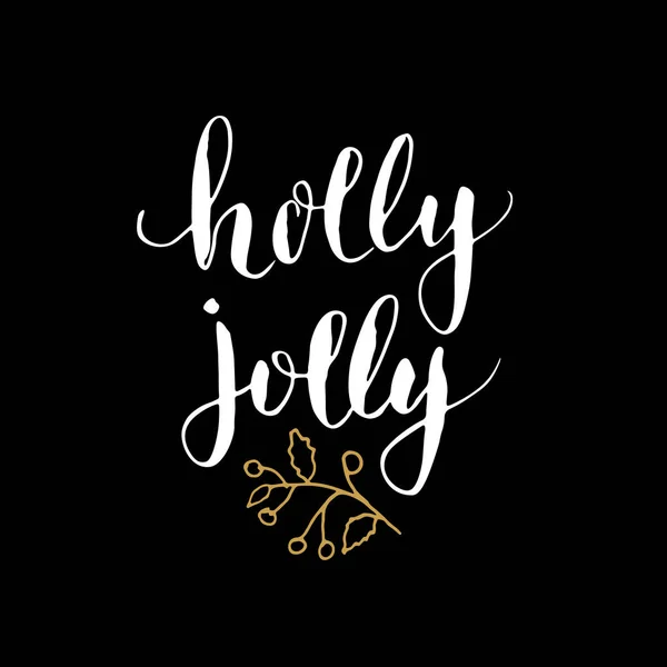 God Jul Kalligrafi Bokstäver Holly Jolly Kalligrafisk Hälsningsdesign Vektorillustration — Stock vektor