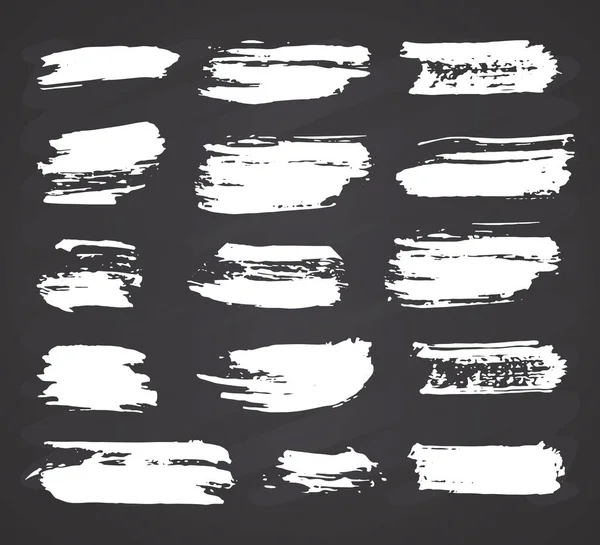 Pennellate Set Mano Disegnato Grunge Texture Vettoriale Illustrazione Sfondo Lavagna — Vettoriale Stock