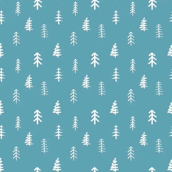 Pine Tree Seamless Pattern New Year Christmas Background Vector Illustration — Stock Vector