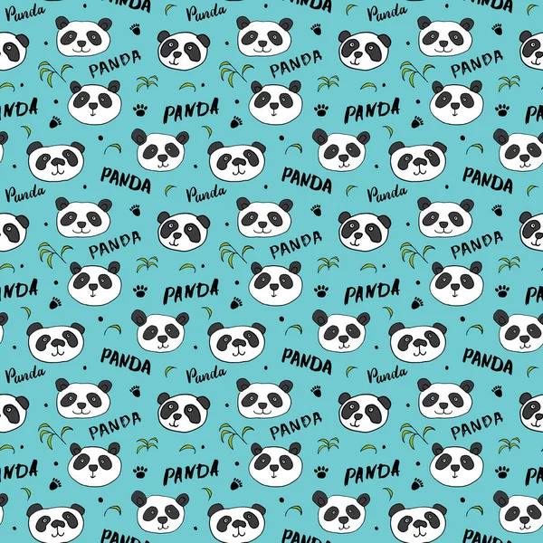 Padrão Sem Emenda Bonito Do Panda. Fundo Azul Do Vetor Com O Rosto Branco  Kawaii Do Panda. Para O Papel De Parede Das Crianças, Tecido Royalty Free  SVG, Cliparts, Vetores, e Ilustrações