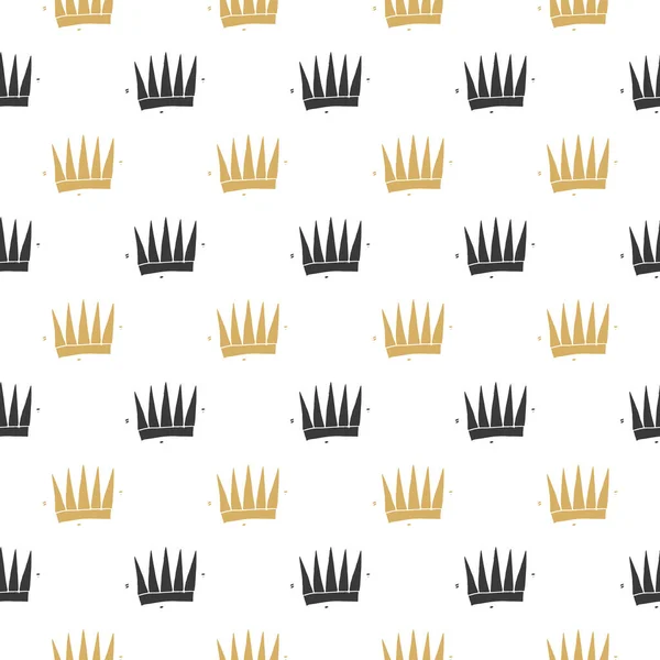 Crown Seamless Pattern 손으로 Vector Illustration — 스톡 벡터