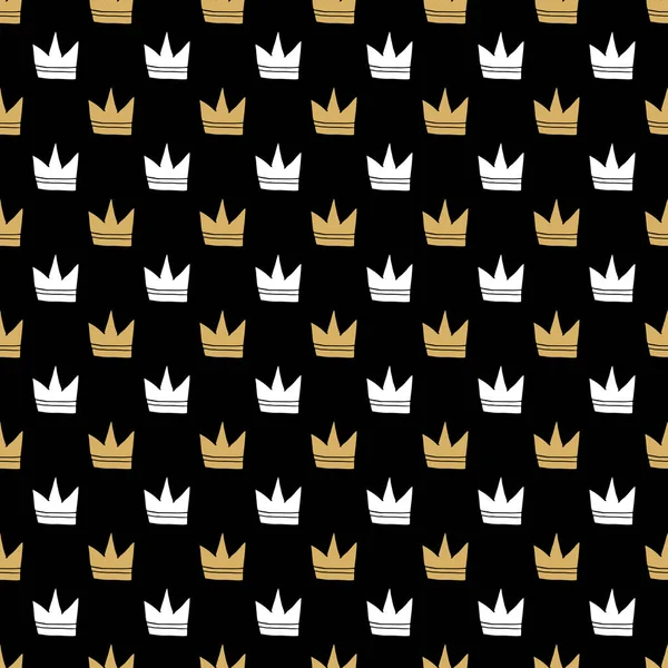 Crown Seamless Pattern 손으로 Vector Illustration — 스톡 벡터