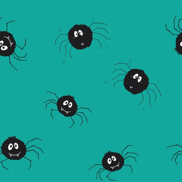 Χαριτωμένο Μοτίβο Spider Seamless Cartoon Hand Drawn Spider Doodles Διάνυσμα — Διανυσματικό Αρχείο