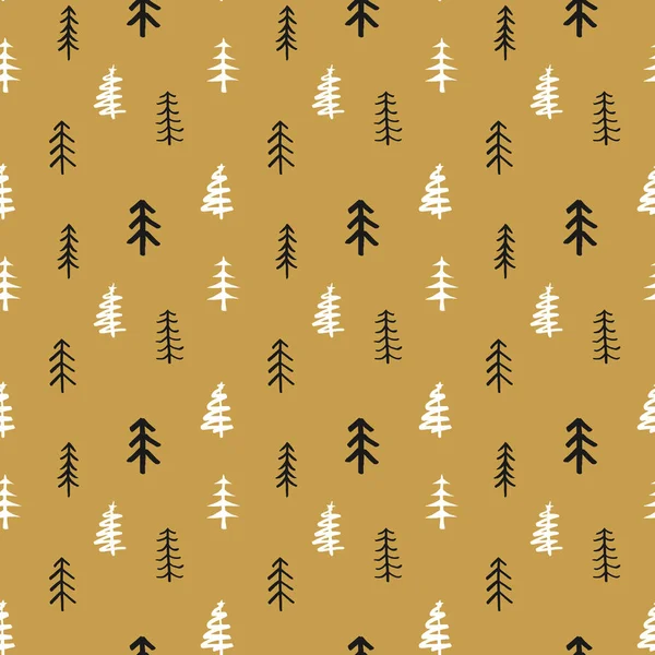 Pine Tree Seamless Pattern New Year Christmas Background Vector Illustration — Stock Vector